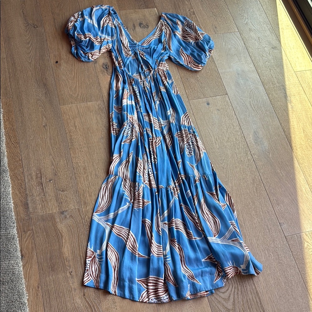 Elegant Blue Floral Women's Dress